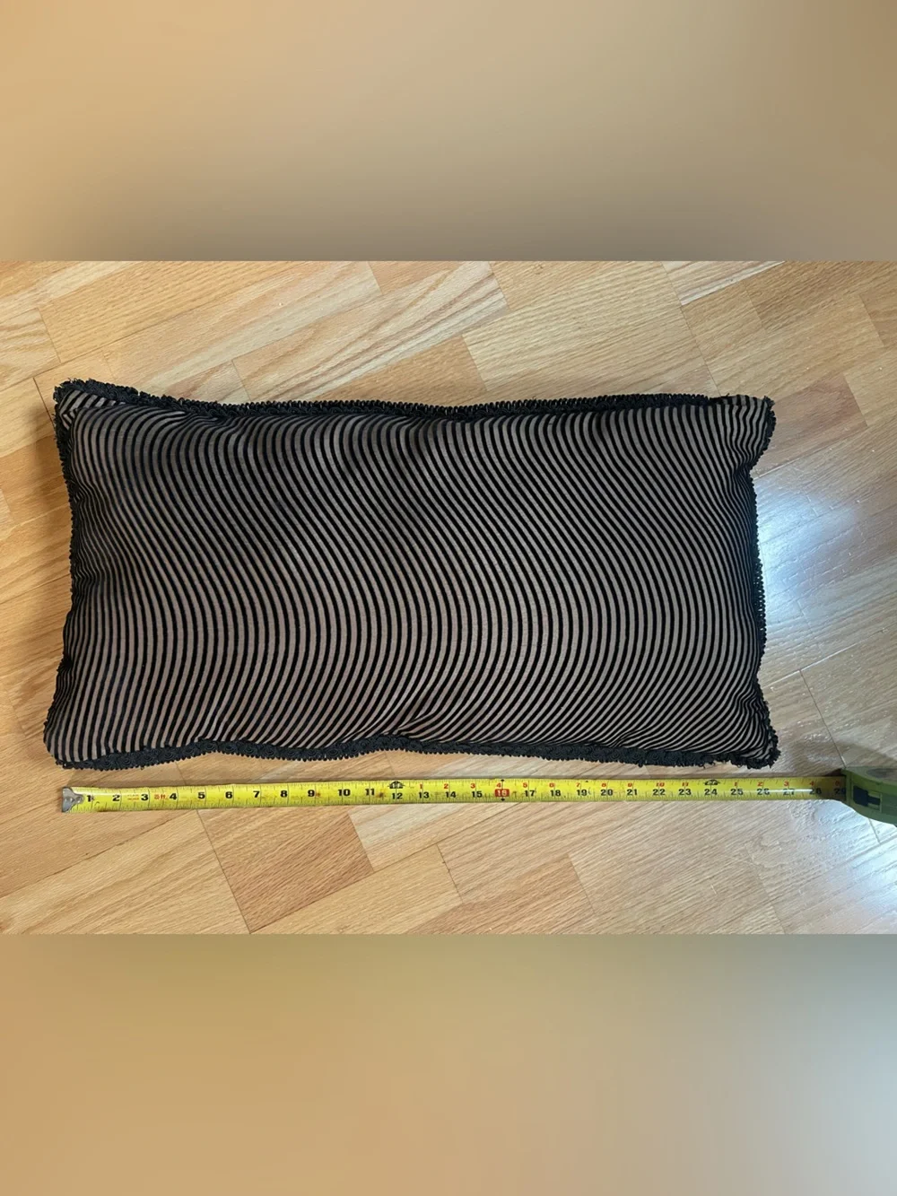 Striped Decorative Throw Pillow in Black and Tan